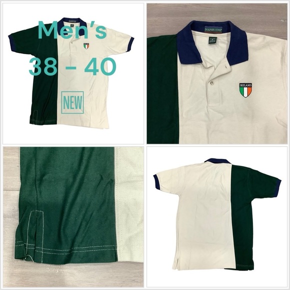 Men's Dolphin Cove Medium Polo Shirt Ireland Flag Crest Irish St. Patricks Day - Picture 1 of 8